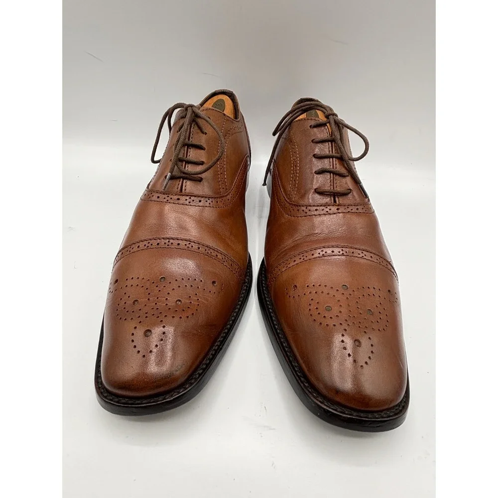 Vittorio Russo Men's Brown Leather Cap Toe Oxford Brogue Dress Shoes Italy 10½